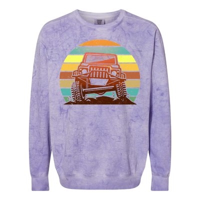 Retro Off Road Truck 4x4 Sunset Colorblast Crewneck Sweatshirt