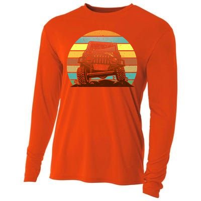 Retro Off Road Truck 4x4 Sunset Cooling Performance Long Sleeve Crew