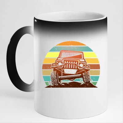 Retro Off Road Truck 4x4 Sunset 11oz Black Color Changing Mug