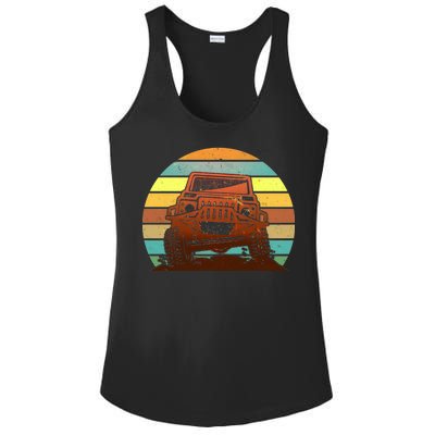 Retro Off Road Truck 4x4 Sunset Ladies PosiCharge Competitor Racerback Tank