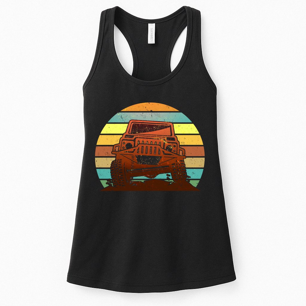 Retro Off Road Truck 4x4 Sunset Womens Tank Top