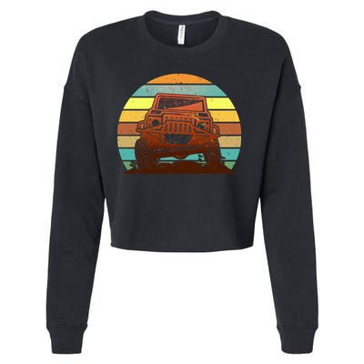 Retro Off Road Truck 4x4 Sunset Cropped Pullover Crew