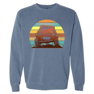 Retro Off Road Truck 4x4 Sunset Garment-Dyed Sweatshirt