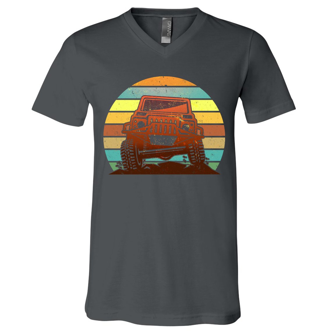 Retro Off Road Truck 4x4 Sunset V-Neck T-Shirt
