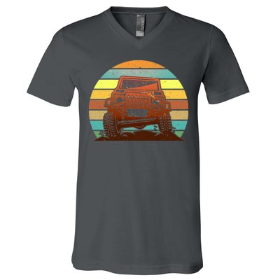 Retro Off Road Truck 4x4 Sunset V-Neck T-Shirt