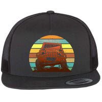 Retro Off Road Truck 4x4 Sunset Flat Bill Trucker Hat