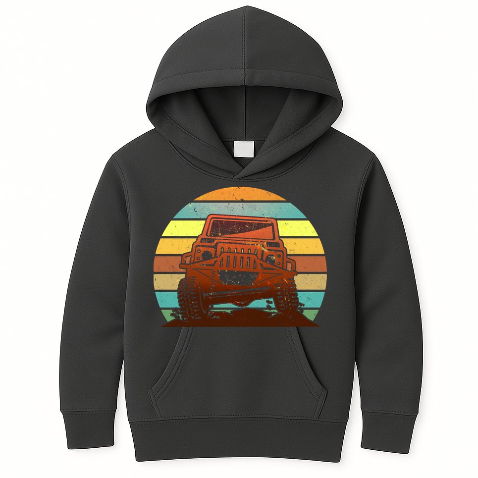 Retro Off Road Truck 4x4 Sunset Kids Hoodie