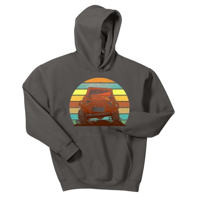 Retro Off Road Truck 4x4 Sunset Kids Hoodie