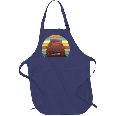 Retro Off Road Truck 4x4 Sunset Full-Length Apron With Pockets