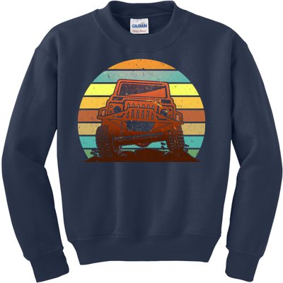 Retro Off Road Truck 4x4 Sunset Kids Sweatshirt