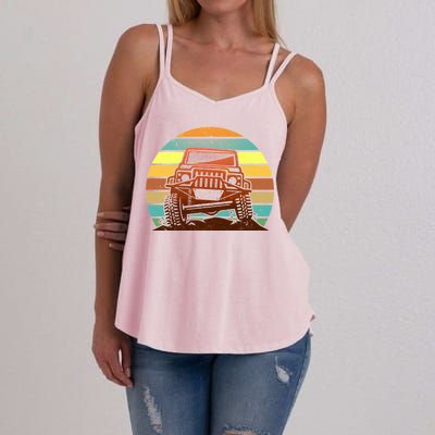 Retro Off Road Truck 4x4 Sunset Women's Strappy Tank