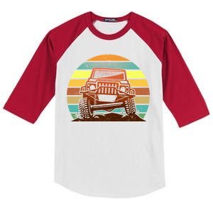 Retro Off Road Truck 4x4 Sunset Kids Colorblock Raglan Jersey