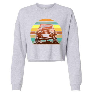 Retro Off Road Truck 4x4 Sunset Cropped Pullover Crew