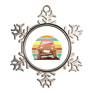 Retro Off Road Truck 4x4 Sunset Metallic Star Ornament