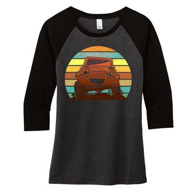 Retro Off Road Truck 4x4 Sunset Women's Tri-Blend 3/4-Sleeve Raglan Shirt