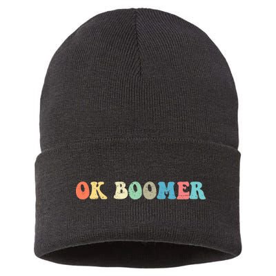 Retro Ok Boomer Sustainable Knit Beanie