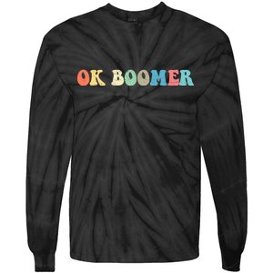 Retro Ok Boomer Tie-Dye Long Sleeve Shirt