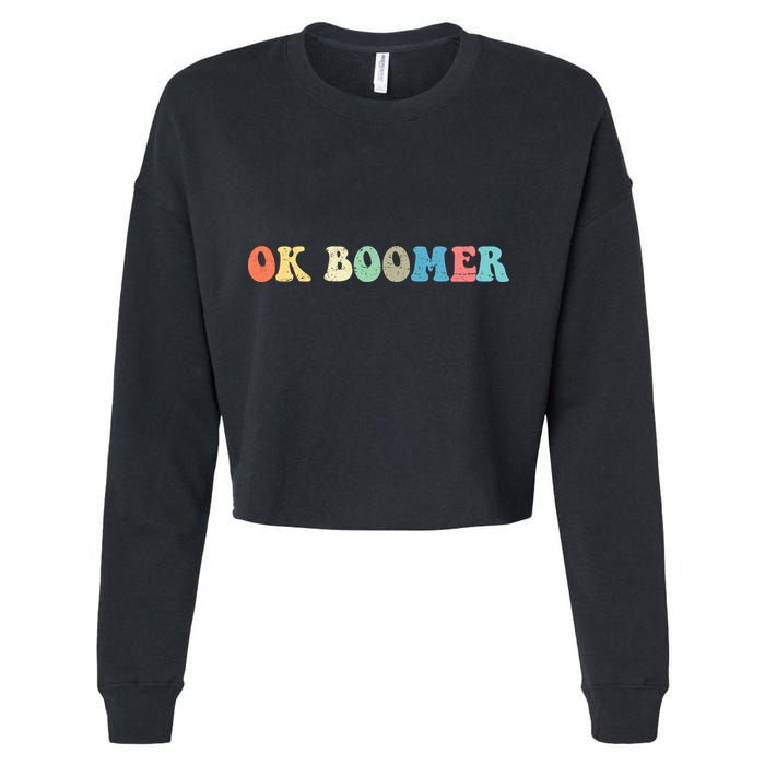 Retro Ok Boomer Cropped Pullover Crew