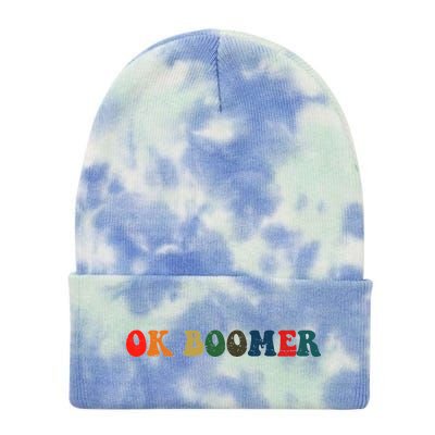 Retro Ok Boomer Tie Dye 12in Knit Beanie