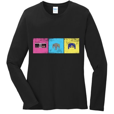 Retro Old School Gamer Ladies Long Sleeve Shirt