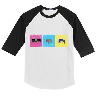 Retro Old School Gamer Kids Colorblock Raglan Jersey