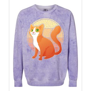 Retro Orange Cat Colorblast Crewneck Sweatshirt