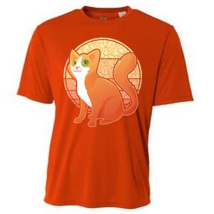 Retro Orange Cat Cooling Performance Crew T-Shirt