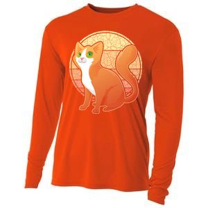 Retro Orange Cat Cooling Performance Long Sleeve Crew