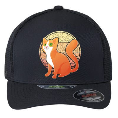 Retro Orange Cat Flexfit Unipanel Trucker Cap