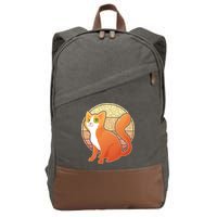 Retro Orange Cat Cotton Canvas Backpack
