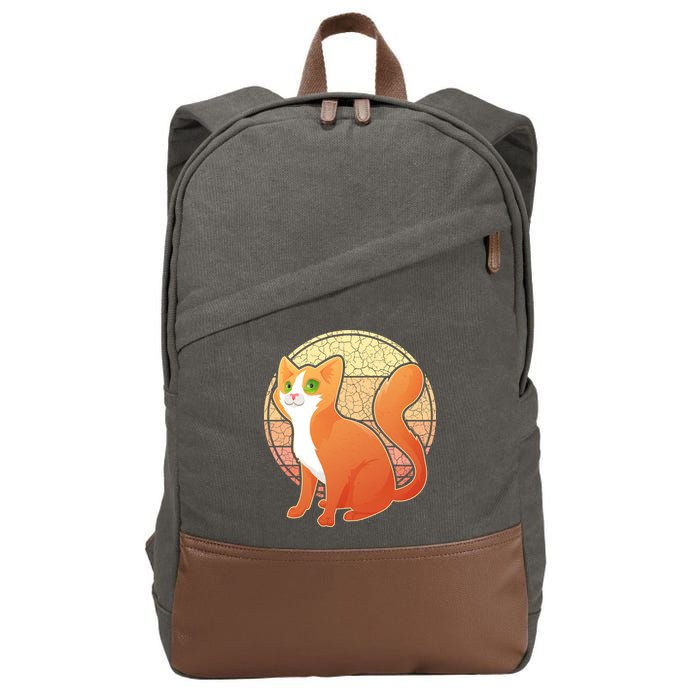 Retro Orange Cat Cotton Canvas Backpack