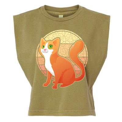 Retro Orange Cat Garment-Dyed Women's Muscle Tee