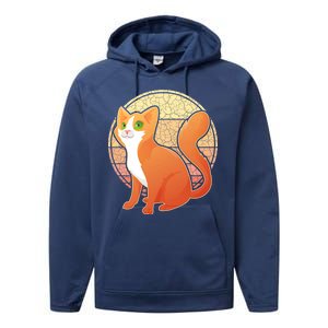 Retro Orange Cat Performance Fleece Hoodie