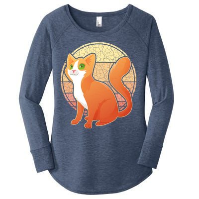 Retro Orange Cat Women's Perfect Tri Tunic Long Sleeve Shirt