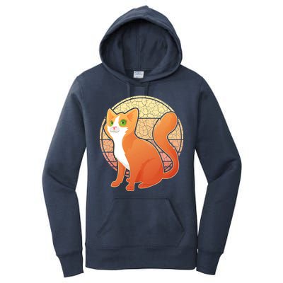 Retro Orange Cat Women's Pullover Hoodie