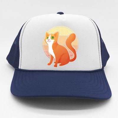 Retro Orange Cat Trucker Hat