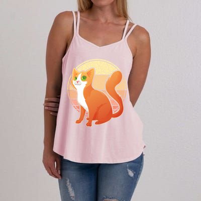 Retro Orange Cat Women's Strappy Tank