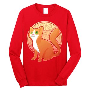 Retro Orange Cat Long Sleeve Shirt