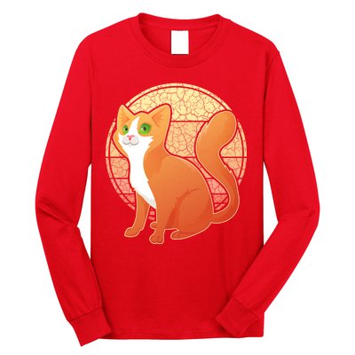 Retro Orange Cat Long Sleeve Shirt