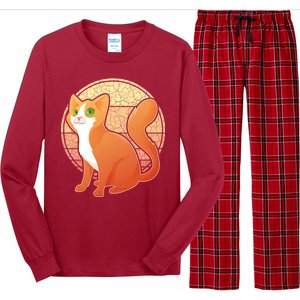 Retro Orange Cat Long Sleeve Pajama Set