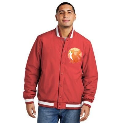 Retro Orange Cat Insulated Varsity Jacket