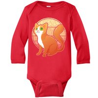 Retro Orange Cat Baby Long Sleeve Bodysuit