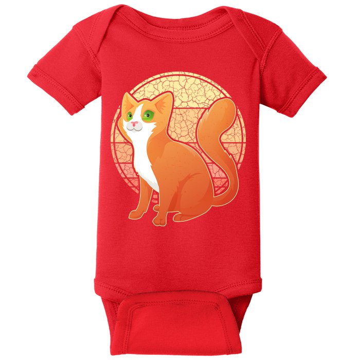 Retro Orange Cat Baby Bodysuit