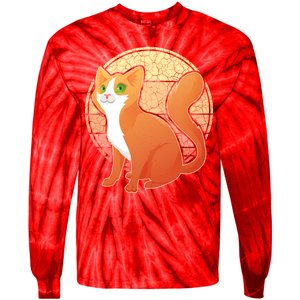 Retro Orange Cat Tie-Dye Long Sleeve Shirt