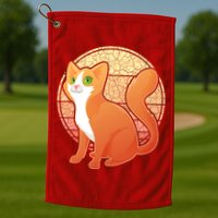 Retro Orange Cat Golf Towel