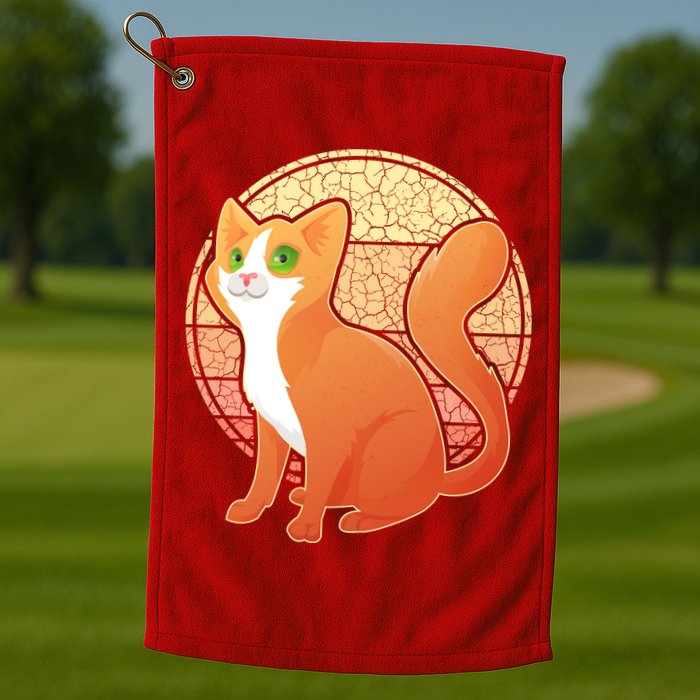 Retro Orange Cat Golf Towel