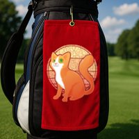 Retro Orange Cat Golf Towel
