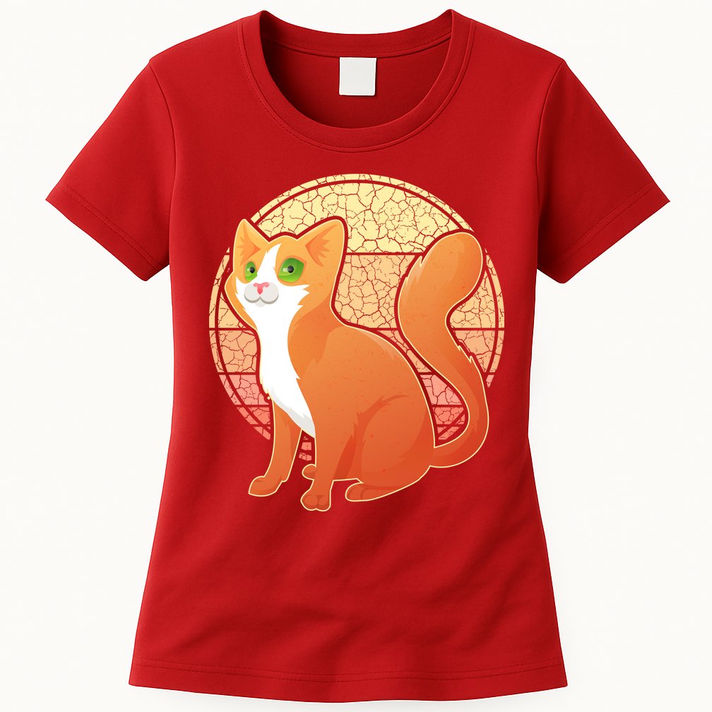 Retro Orange Cat Womens T-Shirt