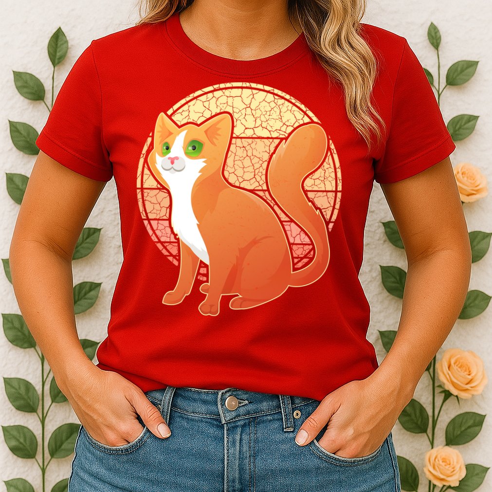 Retro Orange Cat Womens T-Shirt