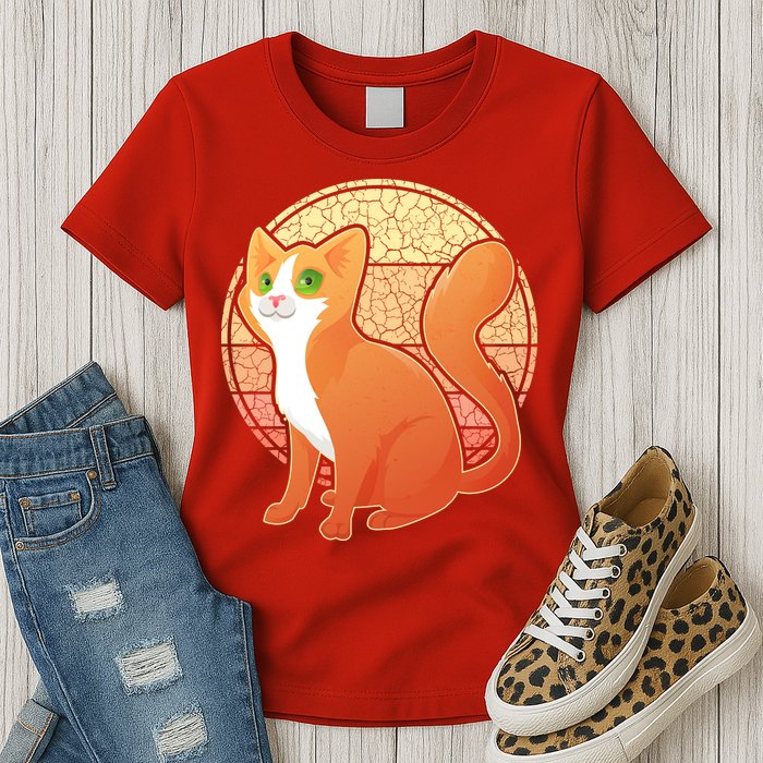 Retro Orange Cat Womens T-Shirt